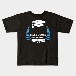 Silly Goose University - White Design With Blue Details Kids T-Shirt